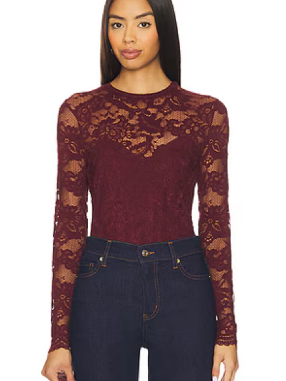 Generation Love Burgundy Lace Long Sleeve Top from Bloomingdale’s